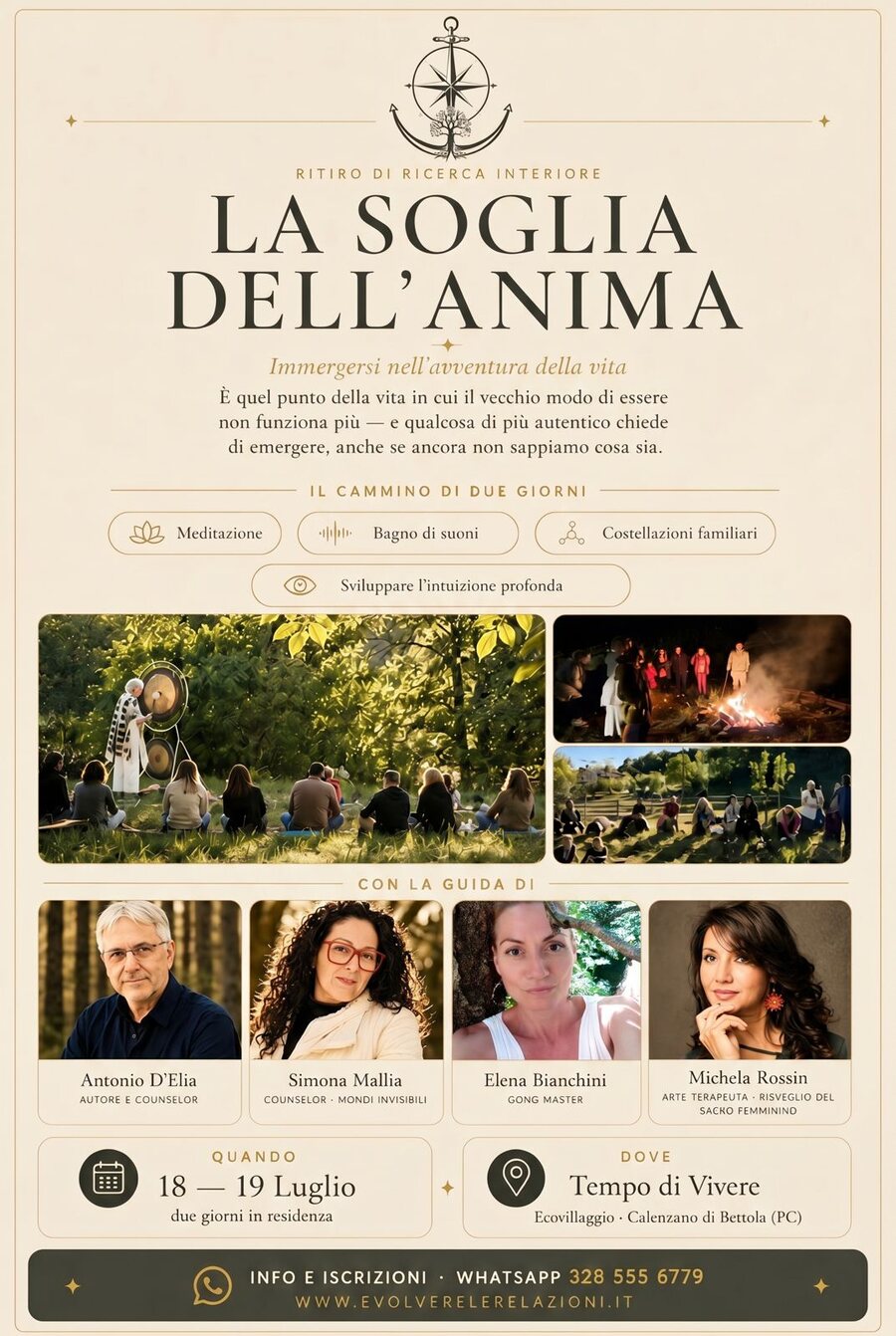 Locandina del ritiro La Soglia dell'Anima del 18–19 luglio